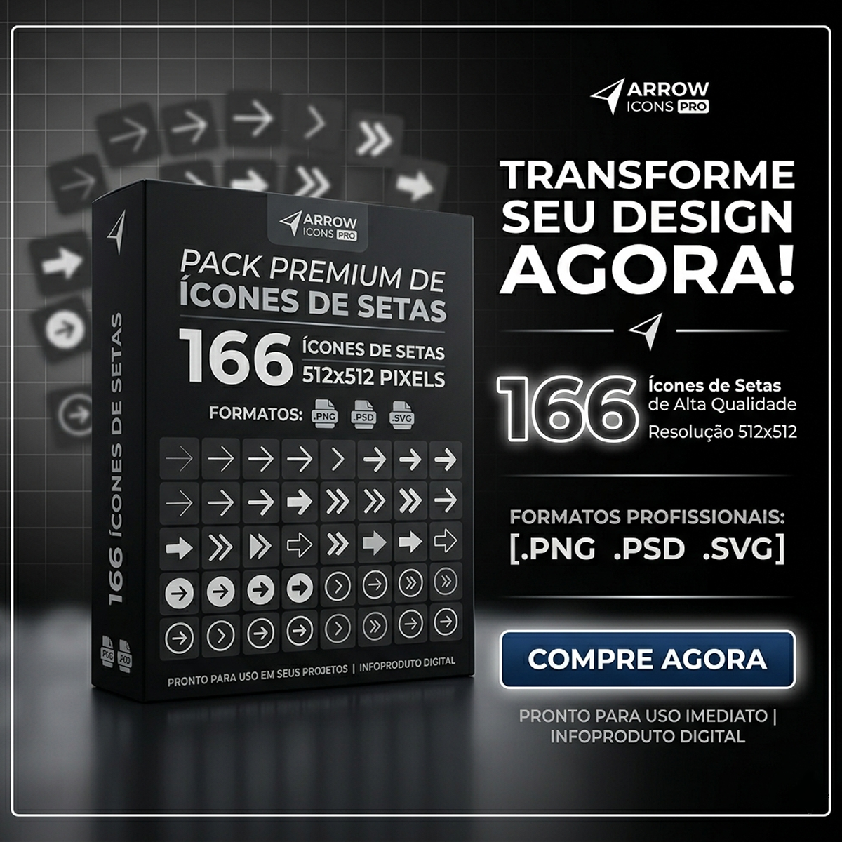 Pack Premium de 166 Ícones de Setas