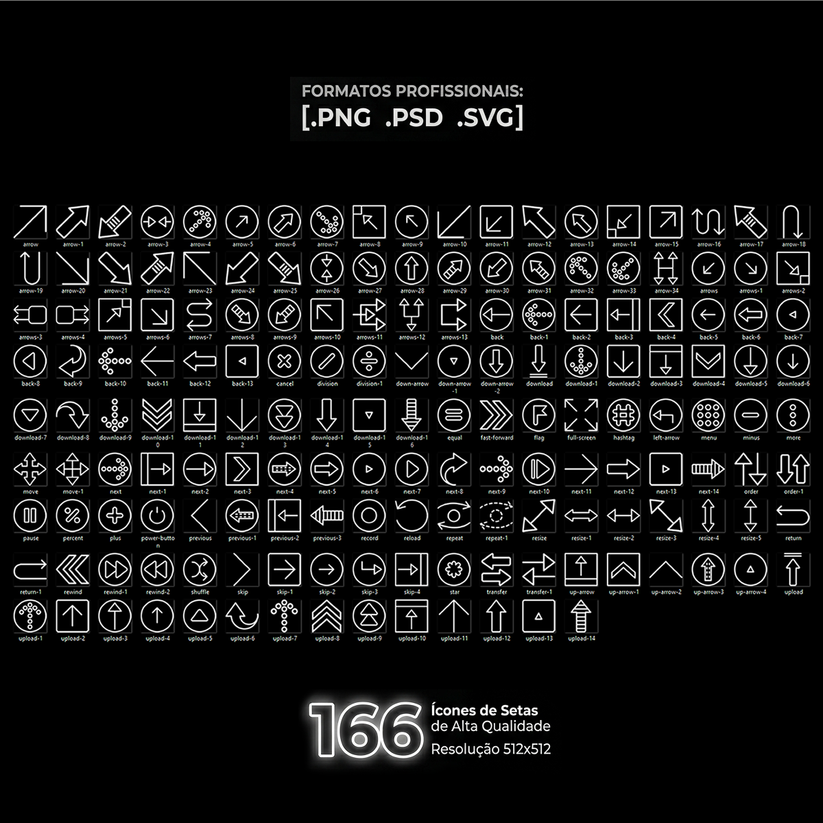 Pack Premium de 166 Ícones de Setas