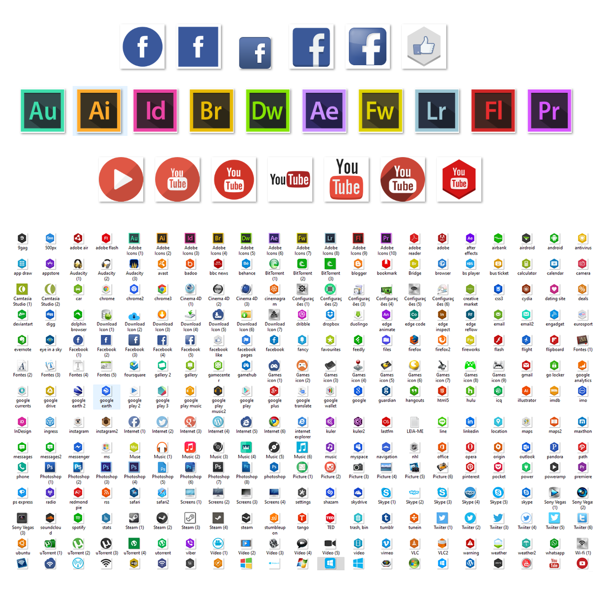 302 Ícones para Redes Sociais e Programas